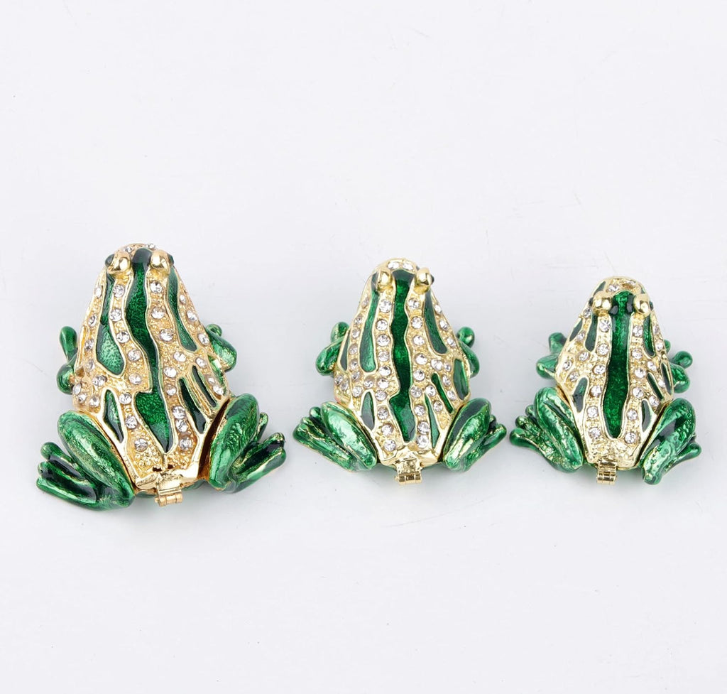 3Pcs Decorative Frogs Jewelry Boxes Hinged Jewelry Box Gift for Home Decor Green_3