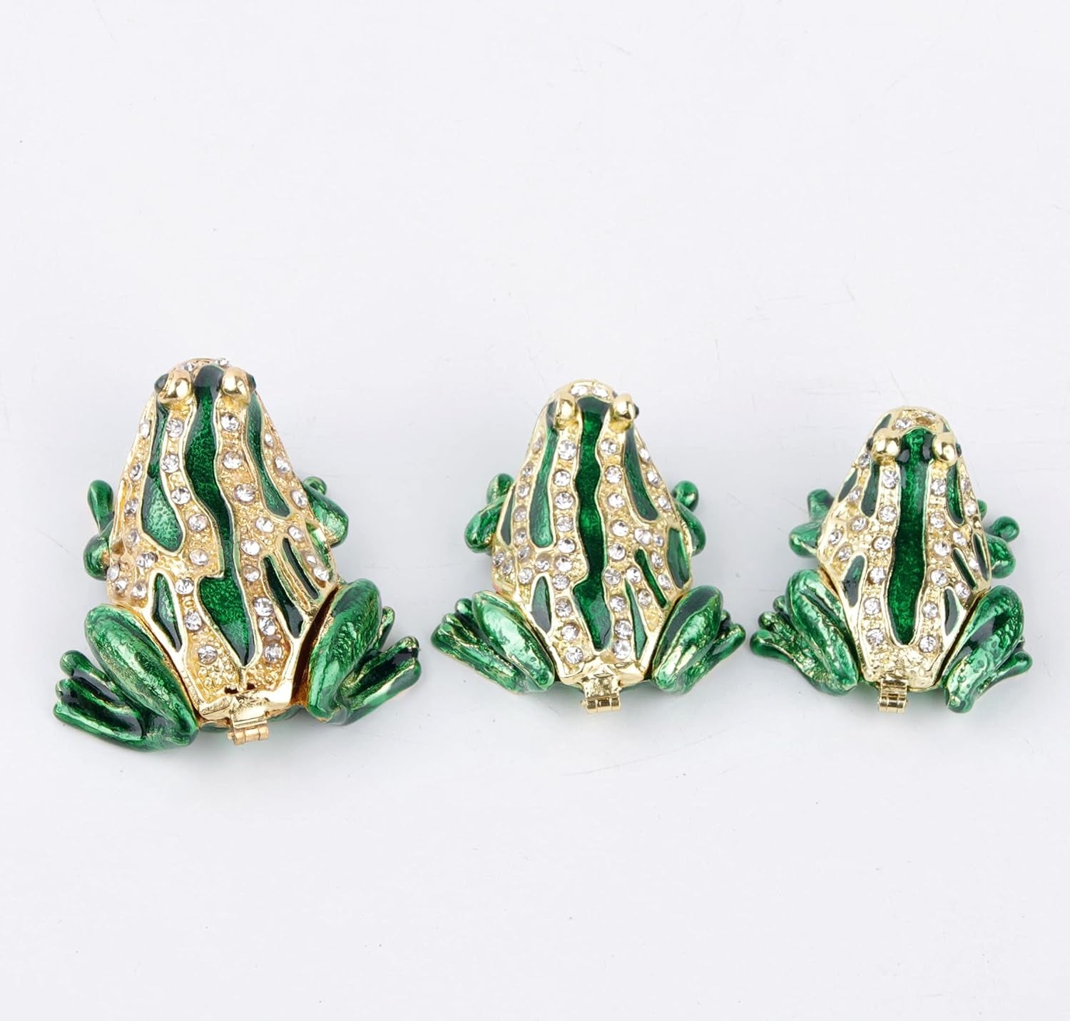 3Pcs Decorative Frogs Jewelry Boxes Hinged Jewelry Box Gift for Home Decor Green_3