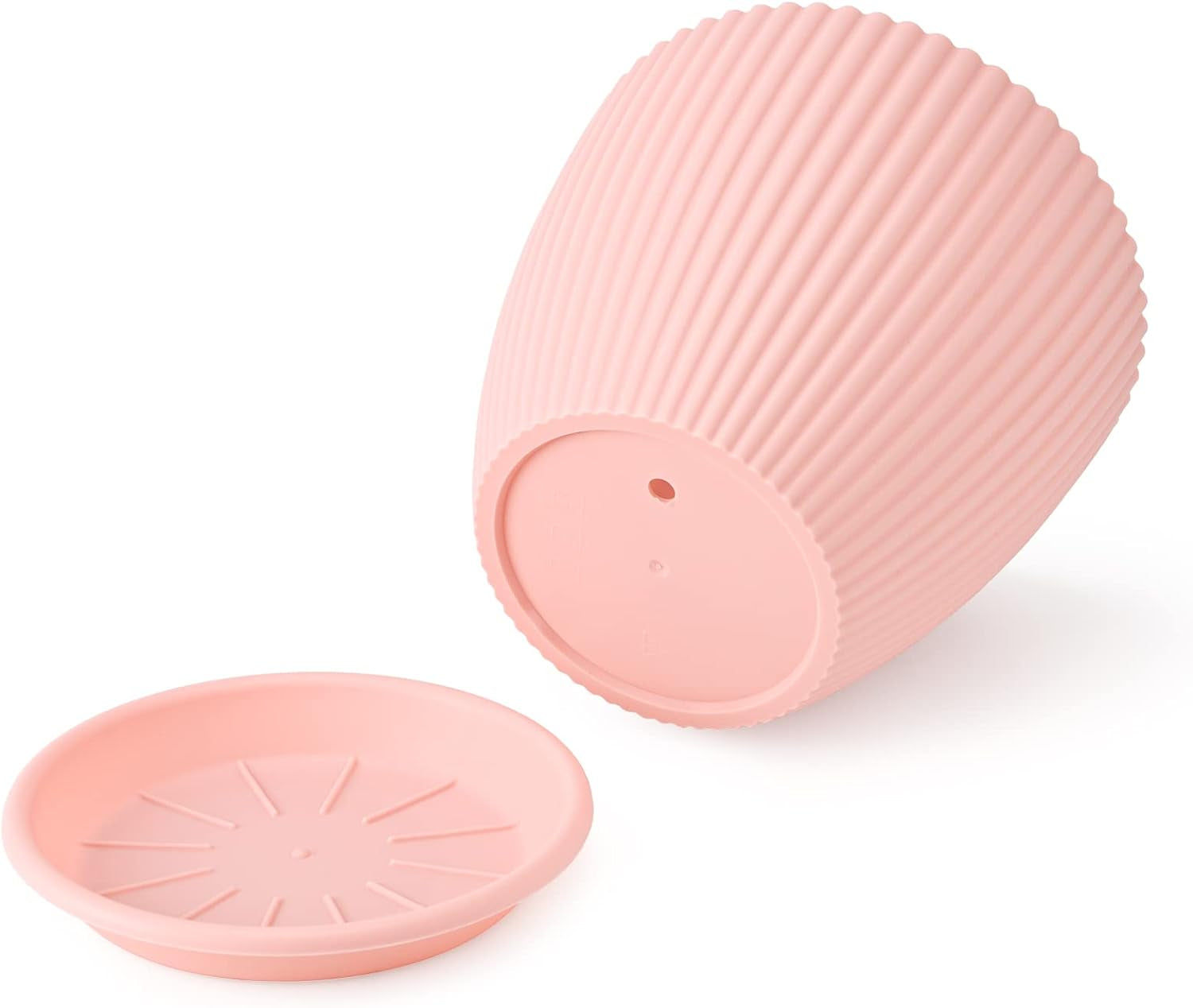 Plastic Flower Pot, 7.5/6.7/6/5/4 Inch Plant Pot with Drainage Hole and Saucer, Indoor Modern Decorative Planter Pot for All House Plants, Succulents, Cactus, Colorful