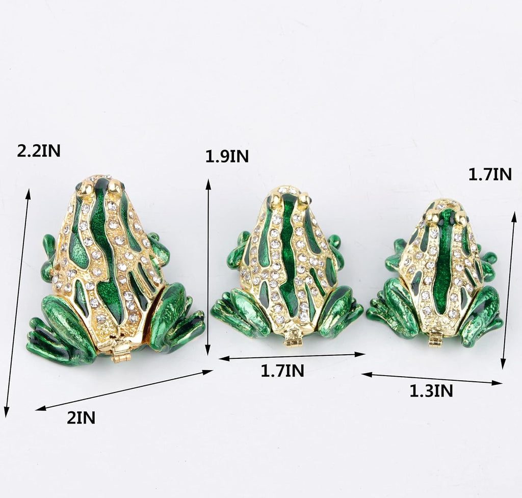 3Pcs Decorative Frogs Jewelry Boxes Hinged Jewelry Box Gift for Home Decor Green_3