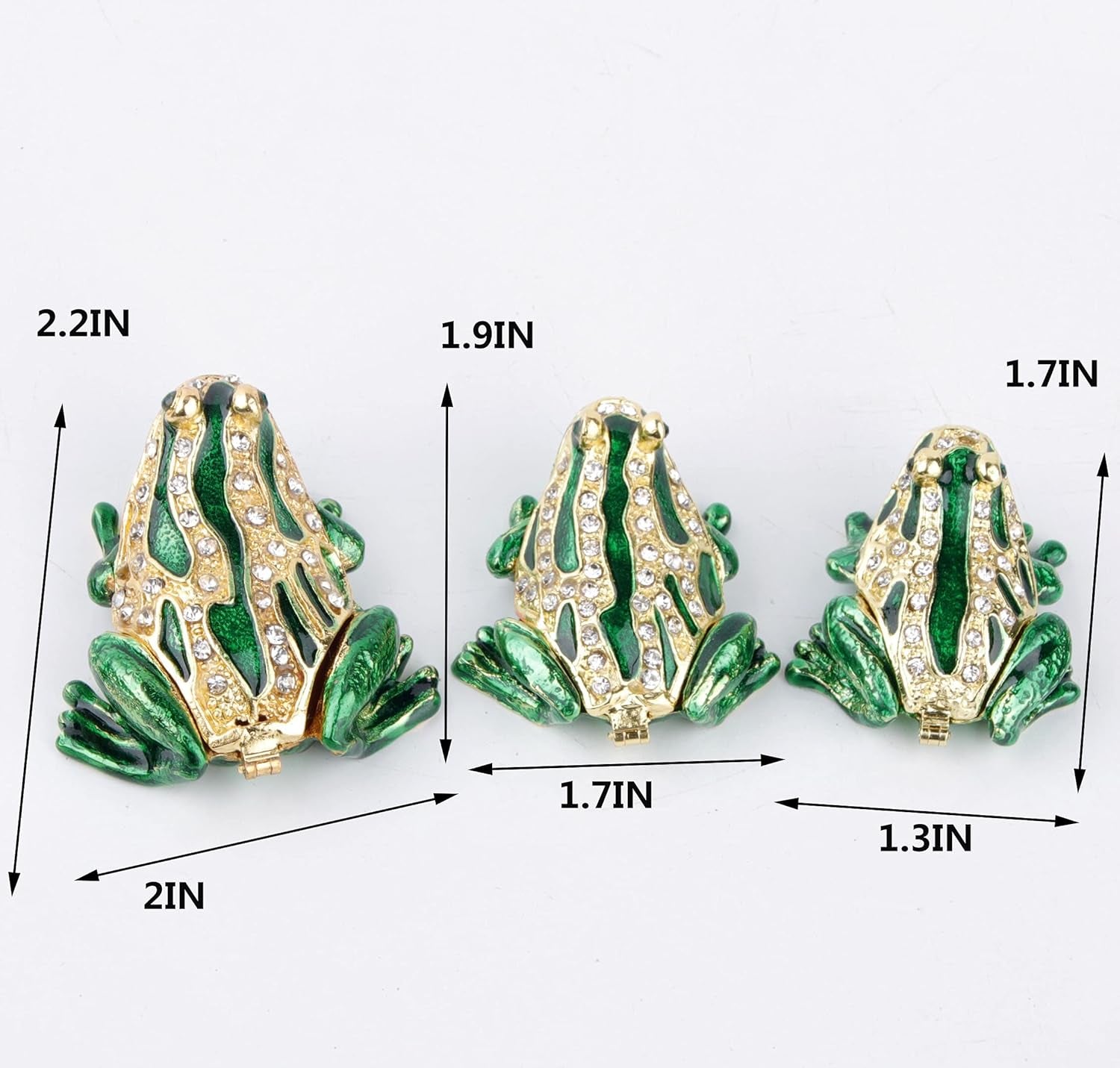 3Pcs Decorative Frogs Jewelry Boxes Hinged Jewelry Box Gift for Home Decor Green_3