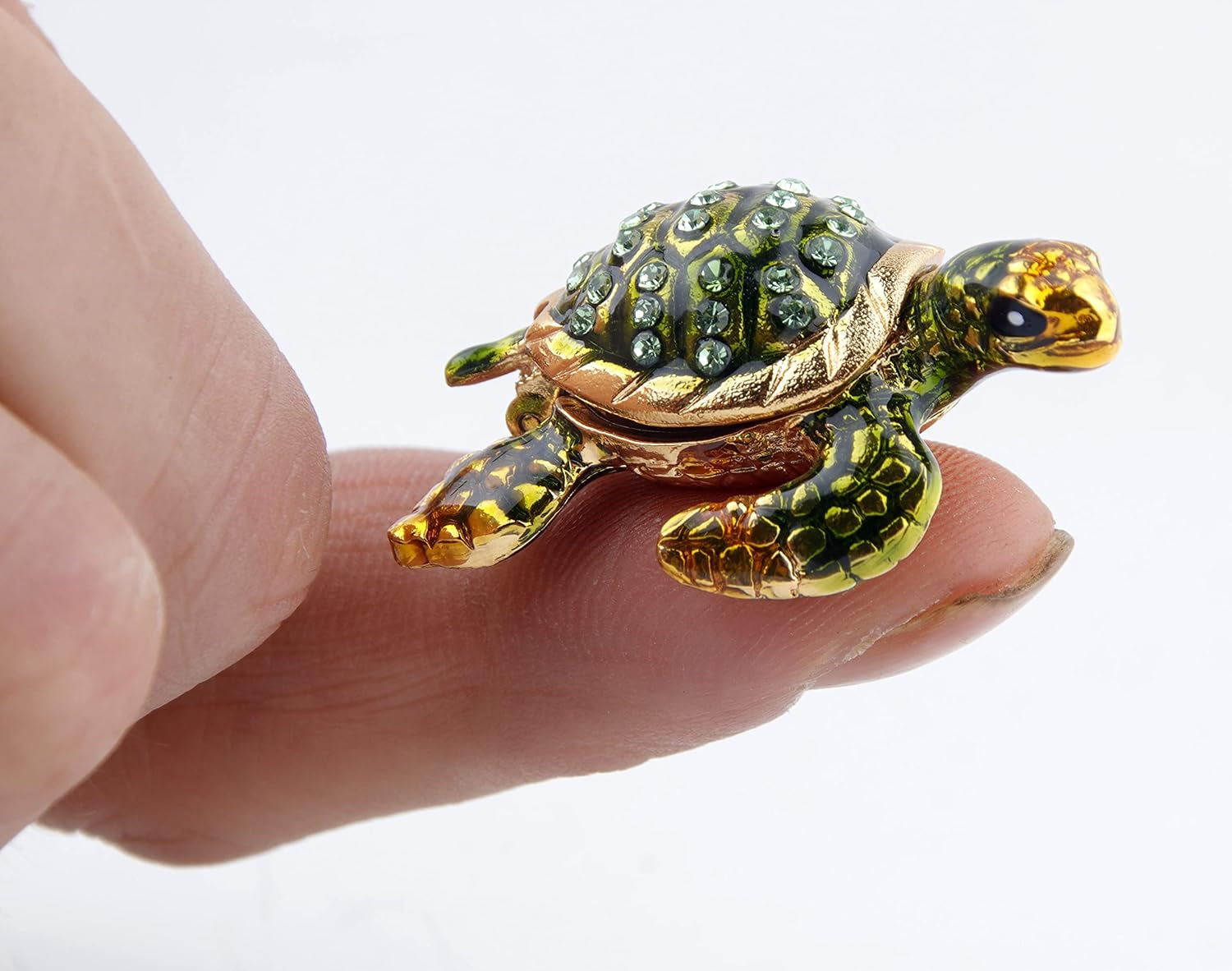 Mini Sea Turtle Figurine Trinket Box Hinged Jewelry Boxes