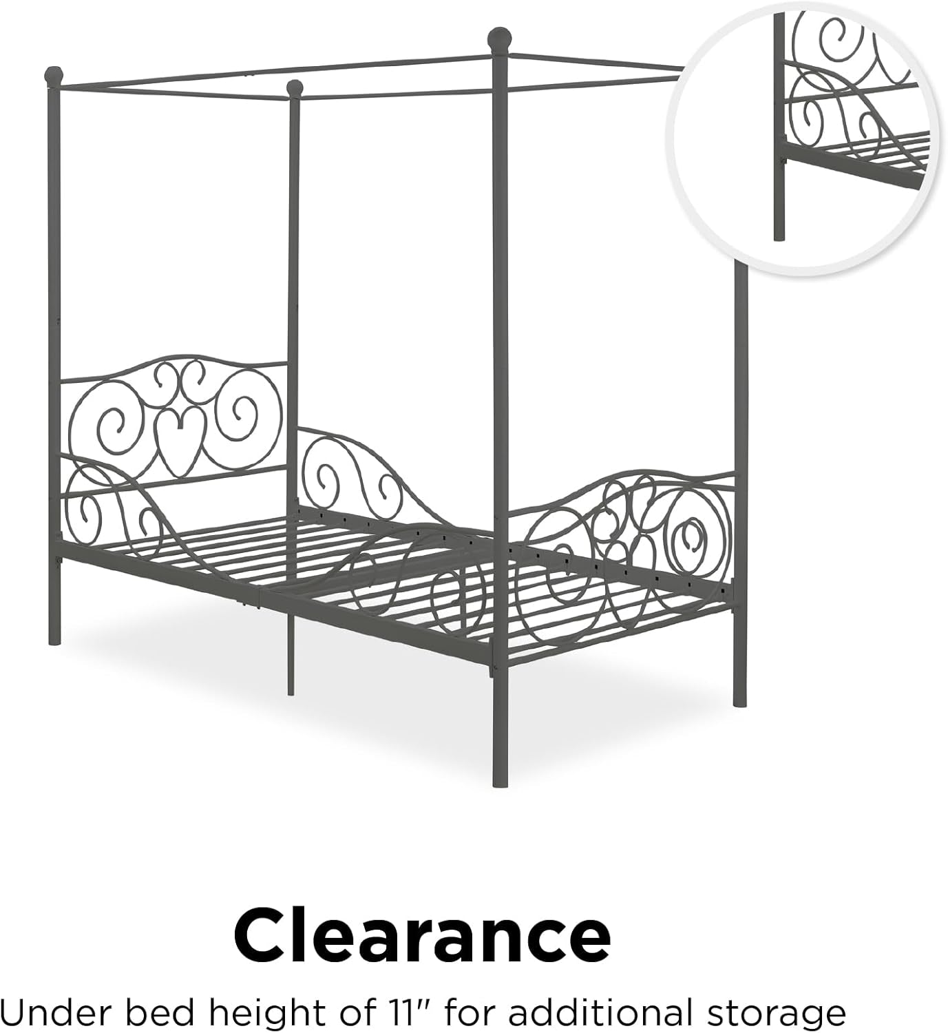 4020959 Sturdy Bed Frame, Twin, Pewter