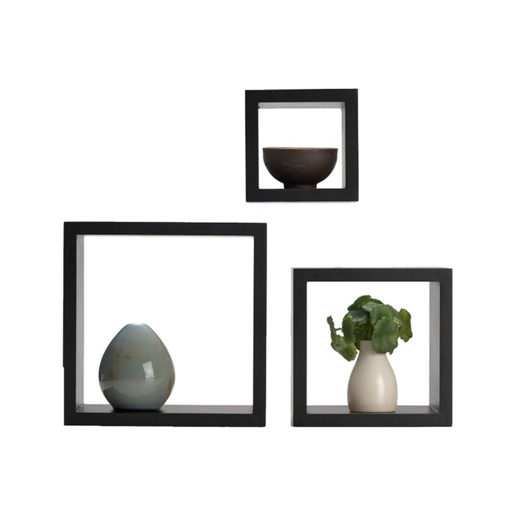 Black Square Shelves in Assorted Sizes, 3 Count