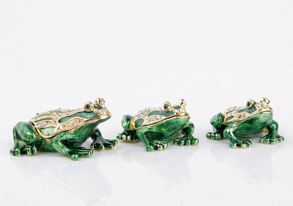 3Pcs Decorative Frogs Jewelry Boxes Hinged Jewelry Box Gift for Home Decor Green_3