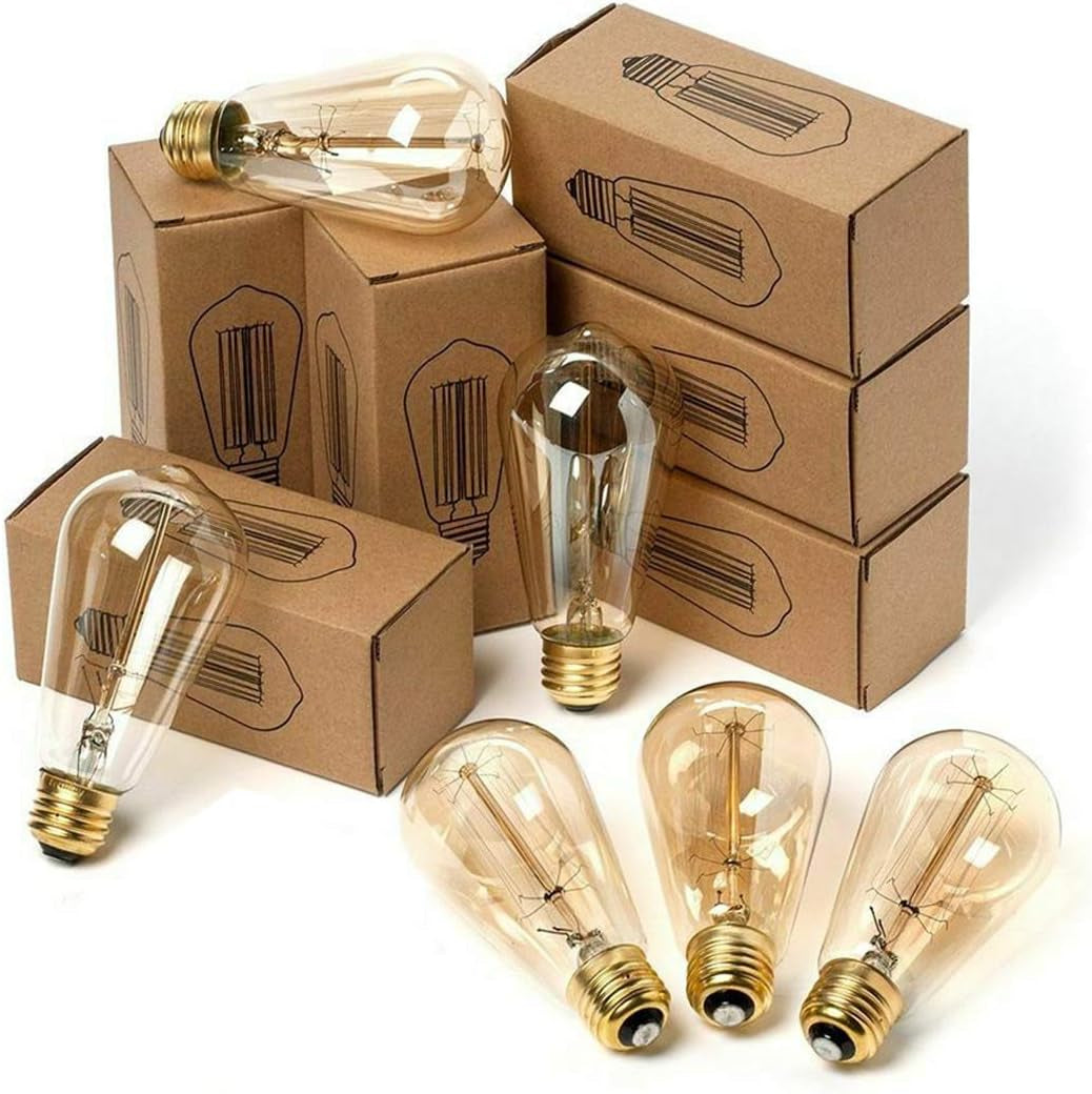 Vintage Edison Light Bulb, ST64 Vintage Light Bulb 60Watt, Vintage Style Light Bulbs E26 Standard Medium Base, Dimmable 2300K Amber Warm Glass Bulbs for Pendant Light, Lantern, Wall Sconce (4Pack)