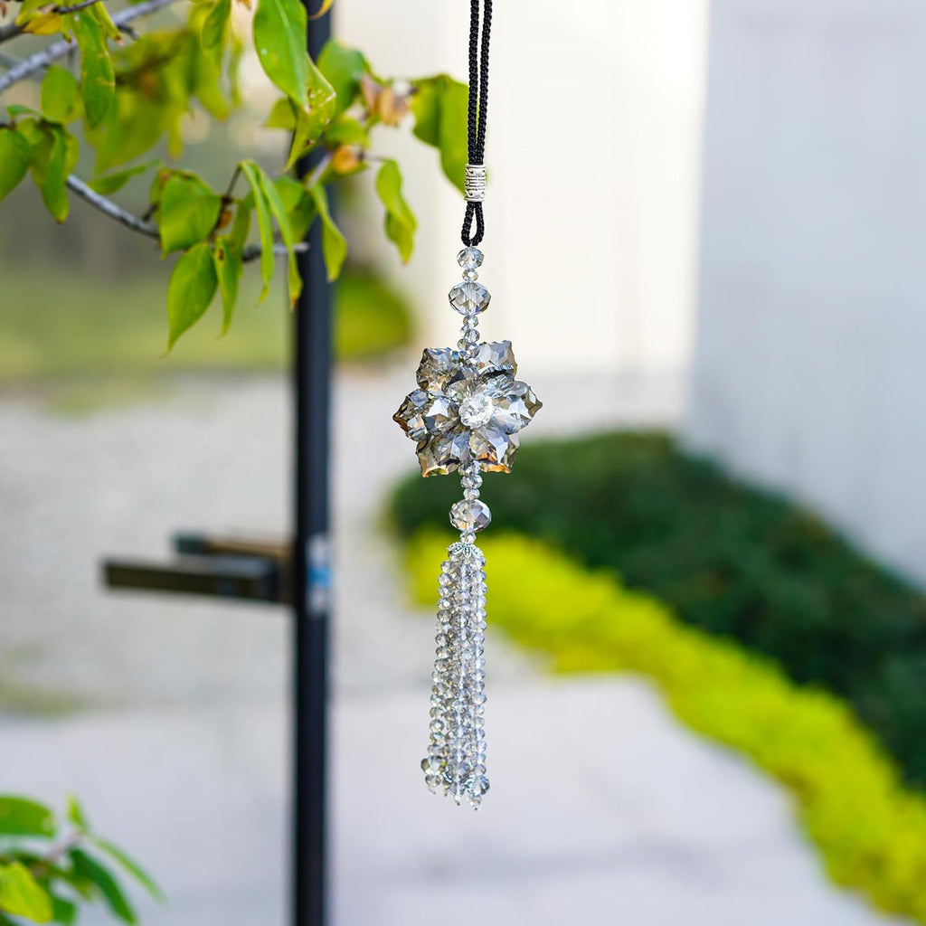 11.8 Inch Crystal Maple Leaf Car Pendant Lucky Hanging Rearview Mirror Ornament Car Interior Decor Accessories