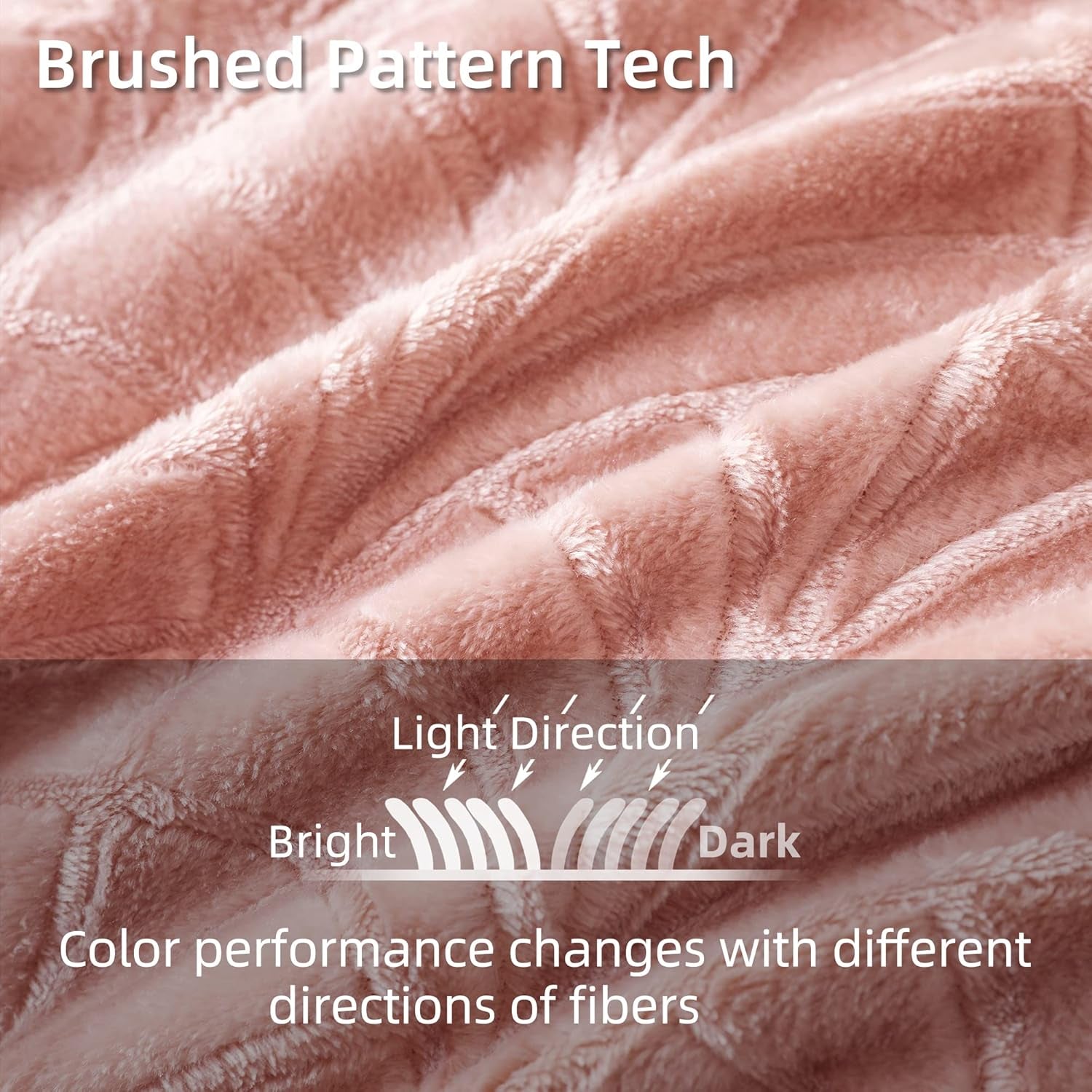 Flannel Fleece Twin Size Blanket for Bed, Soft Fluffy Velvet Bedspread Coverlet with Decorative Vintage Pattern for All Season, Warm and Lightweight, 90X66 Inch, Pink