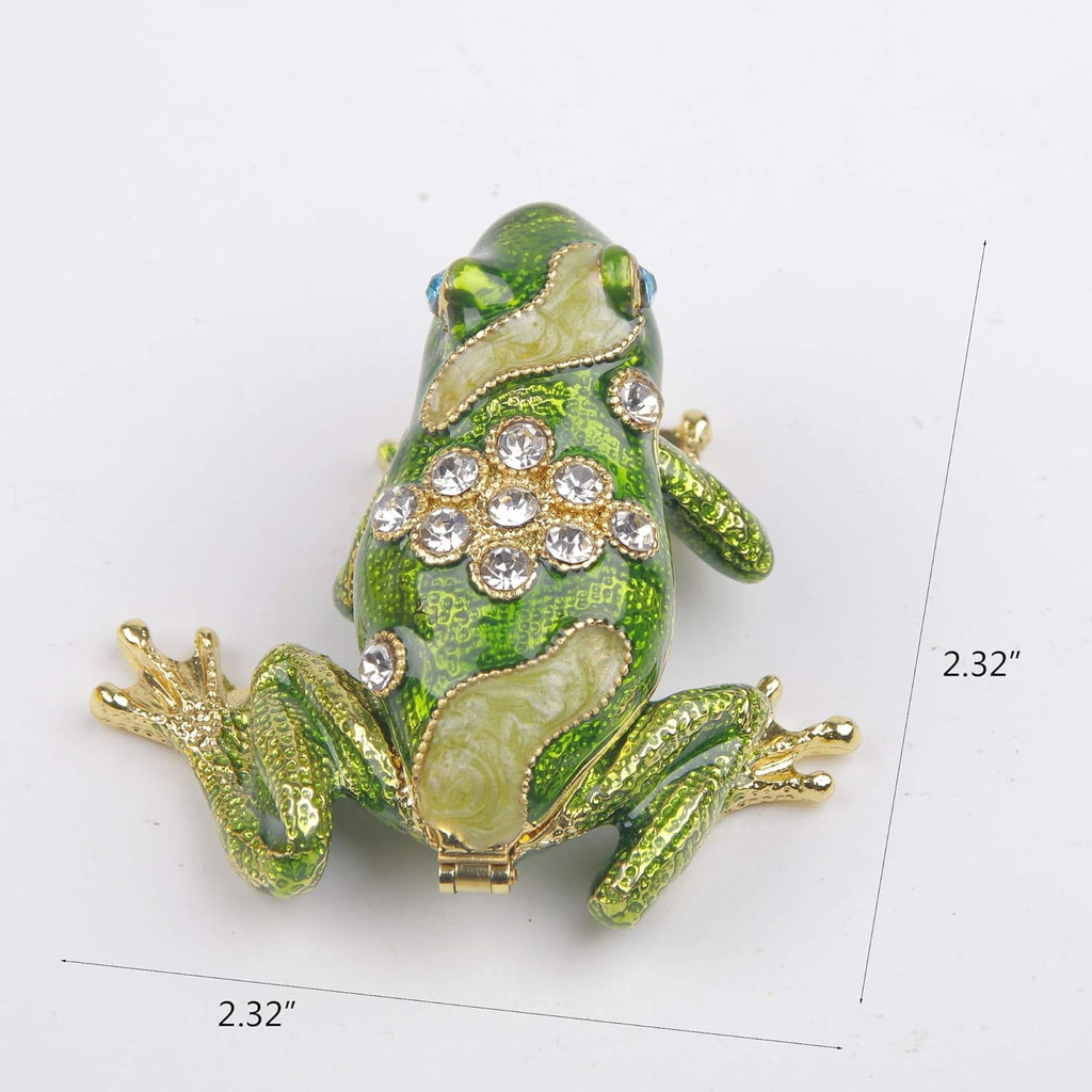 Hand Painted Crystal Frog Figurine Gift Idea Decorative Jewelry Boxes Hinged Trinket Box - Mothers Day Gifts